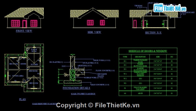 nhà cấp 4,Bản vẽ nhà trẻ,nhà ở cấp 4